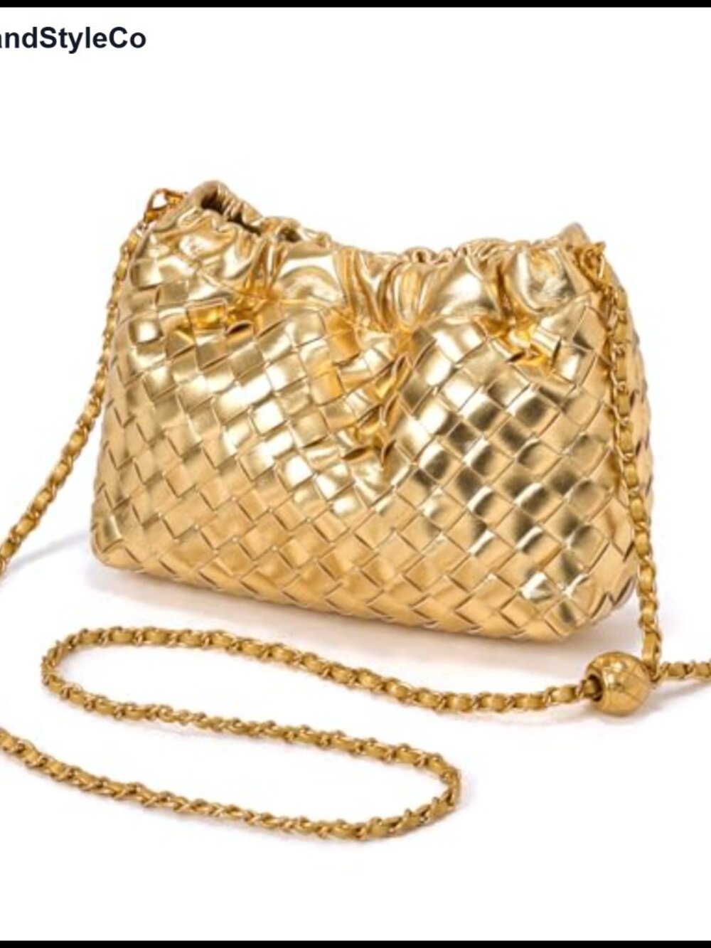 Woven Leather Crossbody Bag Mini Dumpling Purse Detachable Strap